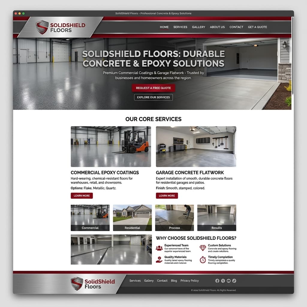 Contractor Web Design Mockup